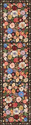 Black Brown Floral Hallway Runner Rug 2.6x14 - Image 3