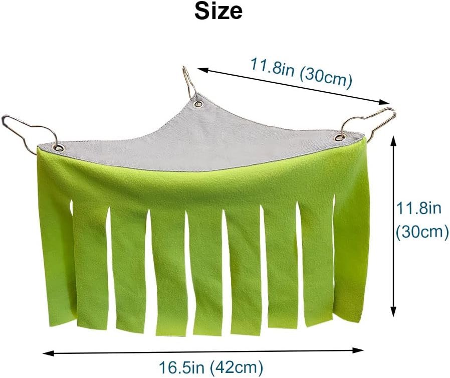 RIOUSSI Guinea Pig Hideout Hideaway Corner Fleece Toys Cage Accessories with Reversible Sides, Geo/Gray-Green