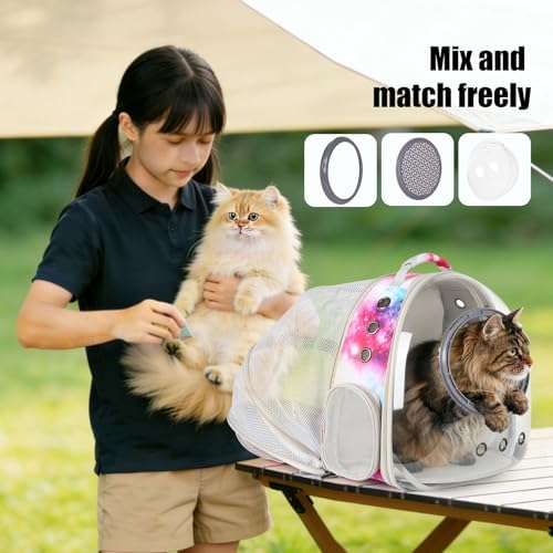 Cat Carrier Backpack with Back Expandable Cat Carrier Galaxy Pink -Space - Image 5