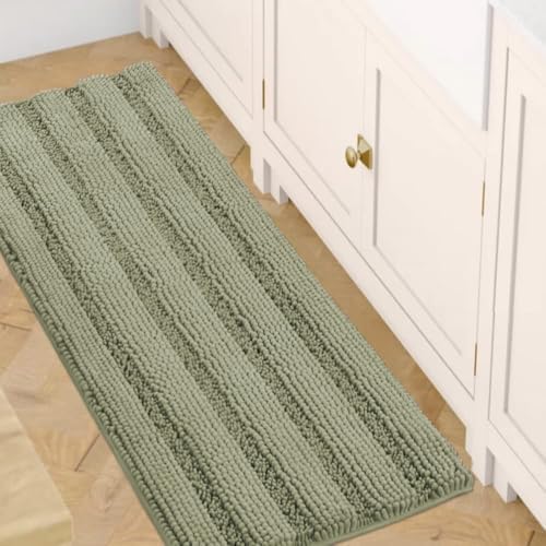 H.VERSAILTEX Bath Mats for Bathroom Non Slip Thick Chenille Striped Bath Rug by HVERSAILTEX