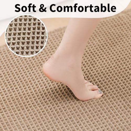 Waffle Bath Mat, Boho Bathroom Rug Non Slip Washable, 20 x 48 - Image 3