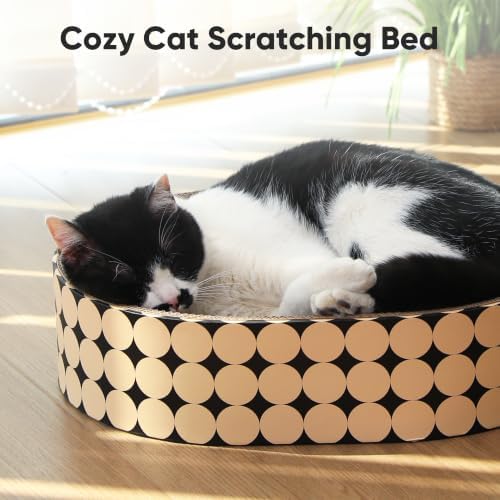 FUKUMARU Cardboard Cat Scratcher Bed, 2-in-1 Oval Cat Scratch Pad - Image 6
