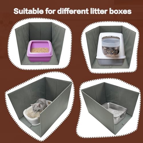 Cat Litter Box Enclosure Splash Guard Large Foldable Removable Mat, Tall - Image 6