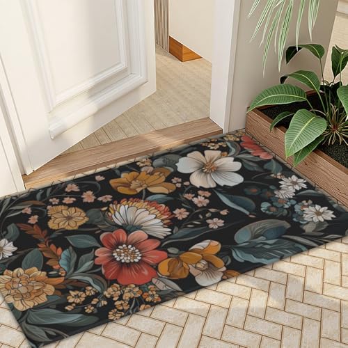 Giwawa Vintage Floral Bath Rug Boho Flower Bathroom Mat Soft Quick Dry Non Slip - Image 7