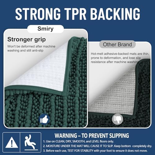 Smiry Bathroom Rugs 47X17, Extra Soft Rubber Backing Chenille Bath Mats - Image 3