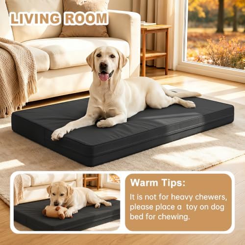 XXXL Dog Bed Waterproof Outdoor Washable Leather Large Crate pad 54" Black - Image 4