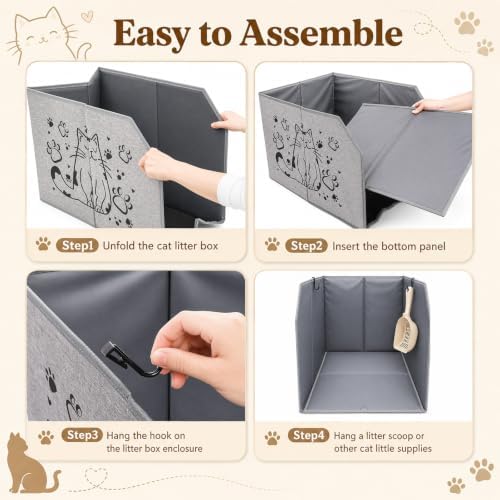 Lawei Waterproof Cat Litter Box Enclosure Splash Guard - Image 4