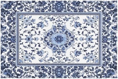 Giwawa Boho Floral Bath Rug Blue Leaves Soft Absorbent Bath Carpet 16x24 Inch by Giwawa