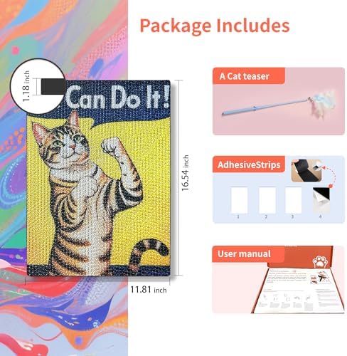 Art Cat Scratcher for Indoor Cats, Wall Mounted Cardboard Cat Scratcher - Image 5