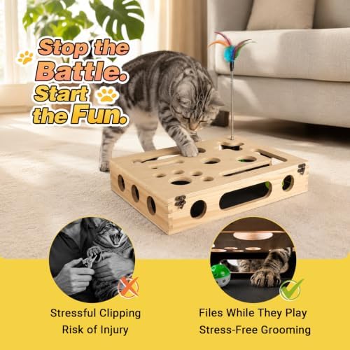 Cat Scratch Puzzle Enrichment Box, Interactive Cat Toy - Image 3