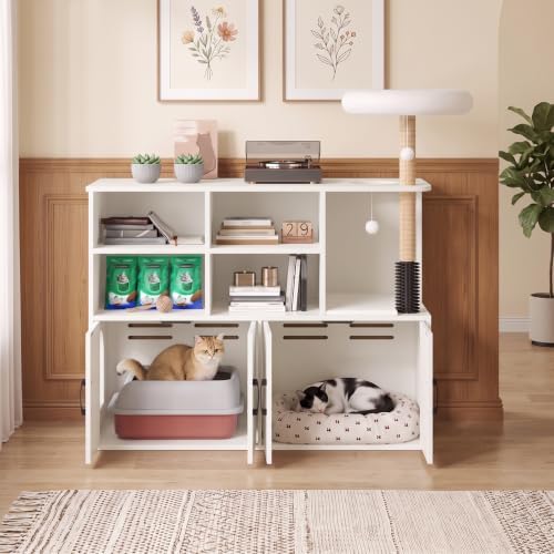 HOOBRO Double Cat Litter Box Enclosure, Hidden Cat Cabinet - Image 2
