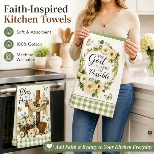 2 Pack Red Flower Kitchen Towels, Floral Decorative Dish Towel Set - Image 7