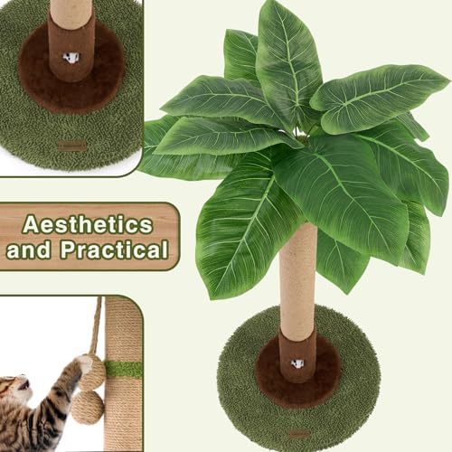 Woochpet Cat Scratching Post for Indoor Cats, 35.43" Tall Cat Scratcher Tree - Image 4
