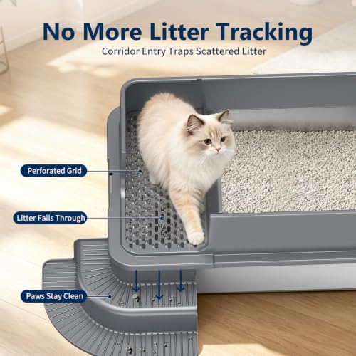 Stainless Steel Cat Litter Box – 2-Pack Extra Large Open Tray, Deep Gray - Image 4