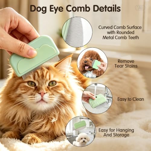 3 Pack Dog Eye Combs, Stainless Steel Tear Stain Remover Tool - Image 4