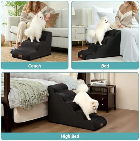 COZY KISS Wide Dog Stairs for Small Dog 19.7" H, 4 Step Pet Ramp for Bed - Image 6