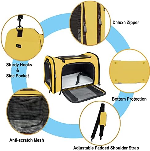Soft Sided Carrier for Small Medium Cats Dogs, TSA Airline Approved Collapsible - Image 3