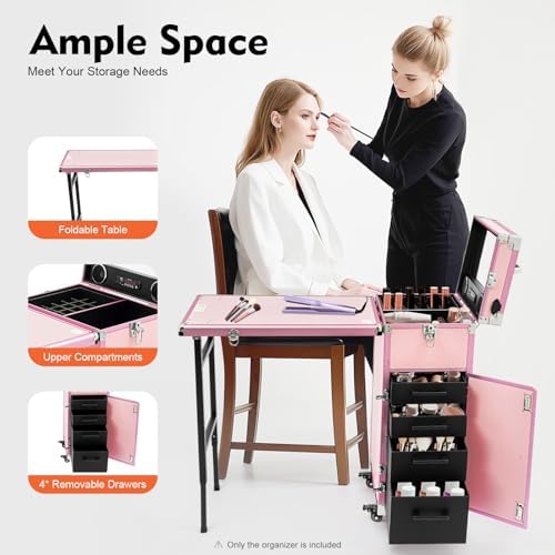 Cosmetic Trolley Storage Organizer, Foldable Nail Tables - Image 2