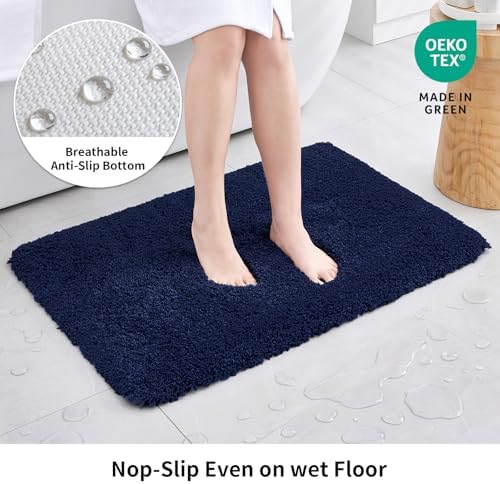 Disolla Navy Blue Bathroom Runner Rug 24x59, Soft Plush Large Bath Mat - Image 3