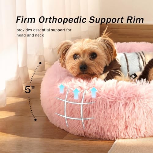 NOYAL Donut Dog Bed for Small Medium Pets, Plush Calming Faux Fur - Image 5
