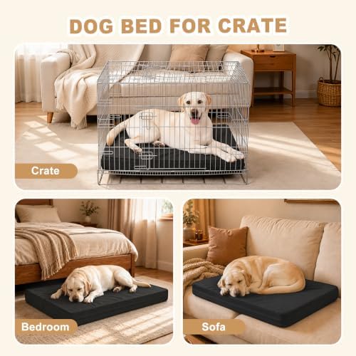 XXXL Dog Bed Waterproof Outdoor Washable Leather Large Crate pad 54" Black - Image 5