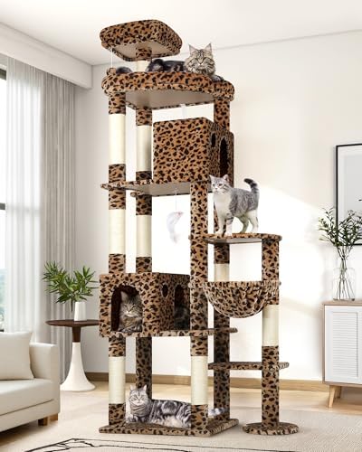 Globlazer Giant Cat Tree for Indoor Large Cats, Leopard Print by Globlazer