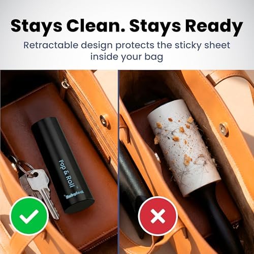 Retractable Mini Lint Roller for Pet Hair, 90 Sheets, 1 Pack + 2 Refills - Image 6