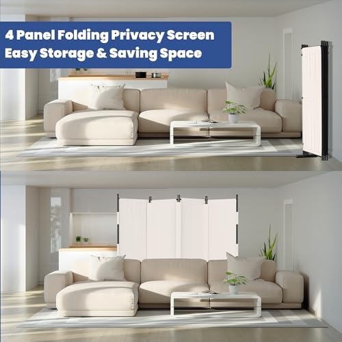 Room Divider, 4 Panel Upgraded 88” Folding Screen Highly Secretive - Image 6