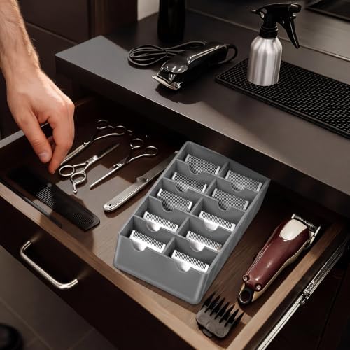 1 Pack Grey Clipper Blade Holder 10 Slot Clipper Razor Blade Rack Storage Tray - Image 5