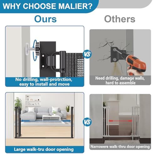 Malier Retractable Dog Gate, 29-42" No Drilling Pressure Mounted Mesh Dog Gate - Image 2