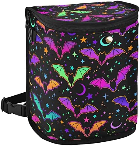Colorful Bats Car Trash Can Star Moon Black Car Garbage Bag by Oarencol