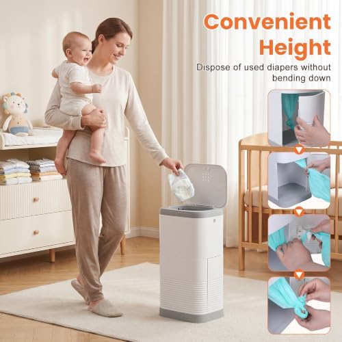 Diaper Pail, 3.17 Gal Large Capacity Odor-Locking Diaper Trash Can - Image 2