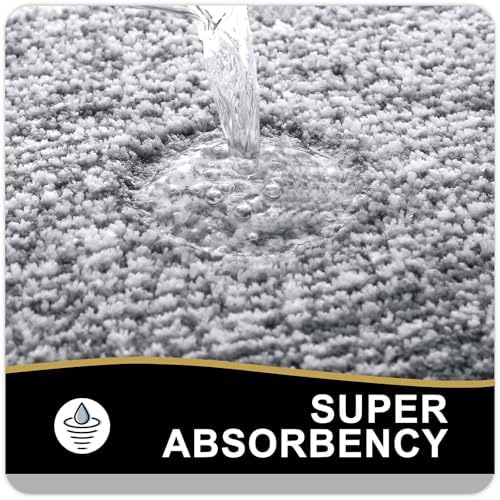 OLANLY Large Bathroom Rugs 40x32, Absorbent Microfiber Bath Rugs, Dark Grey - Image 3