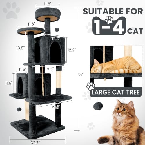 57inch Large Cat Tree Tower Condo - Image 2