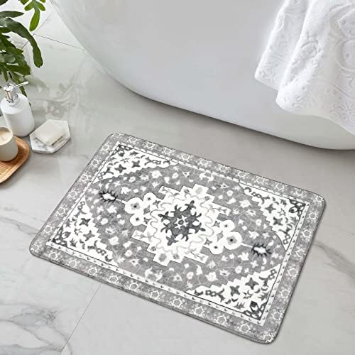 Uphome Boho Vintage Bathroom Rugs Gray Non-Slip Soft Bath Mat Machine Washable by Uphome