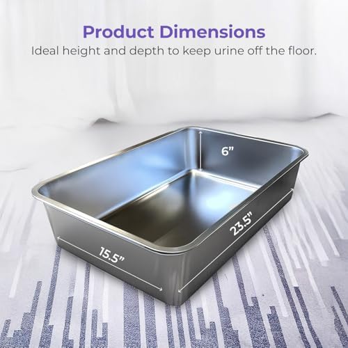 iPrimio Stainless Steel Cat Litter Box, XL 23.5" x 15.5", Nonstick Coated - Image 4