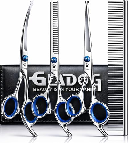 GLADOG Professional 5 in 1 Dog Grooming Scissors Set by GLADOG