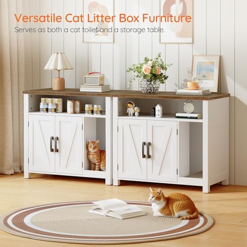 HOOBRO Cat Litter Box Enclosure, Farmhouse Hidden Litter Box - Image 2