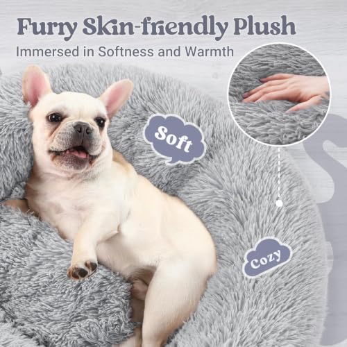rabbitgoo Calming Cat Beds for Indoor Cats, 23 inches, Light Grey - Image 2