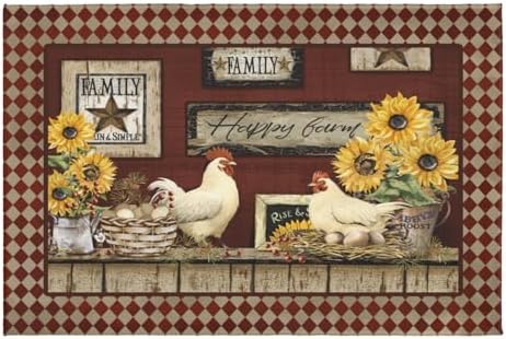 Giwawa Vintage Rooster Bath Rug Farmhouse Chicken Shower Mat Absorbent Bath by Giwawa