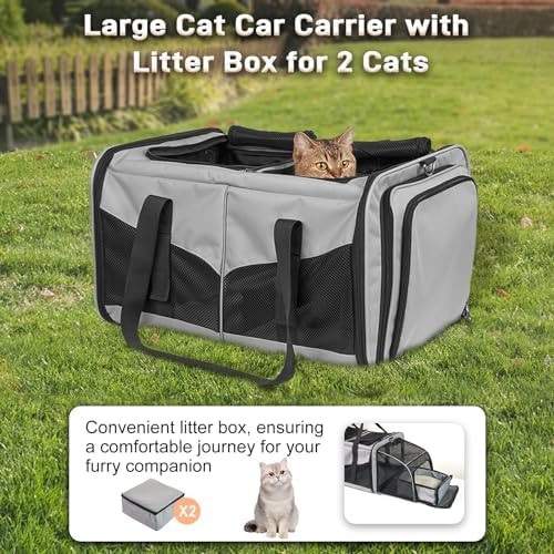 Large Cat Carrier for 2 Cats, Expandable - Image 6
