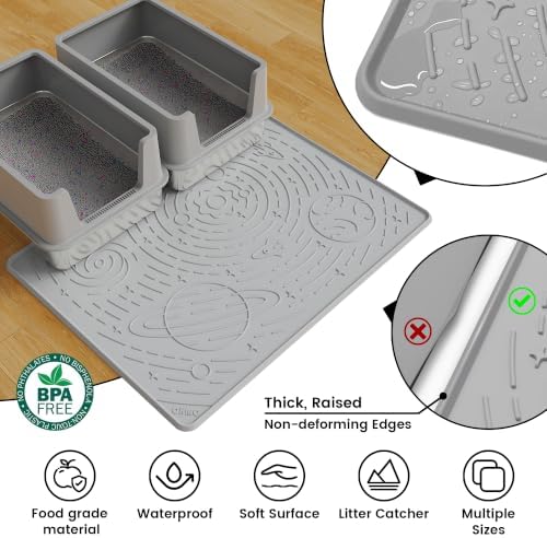 OHMO Cat Litter Mat Large Litter Box Mat, 31.5x23.6 Light Grey, Premium - Image 4