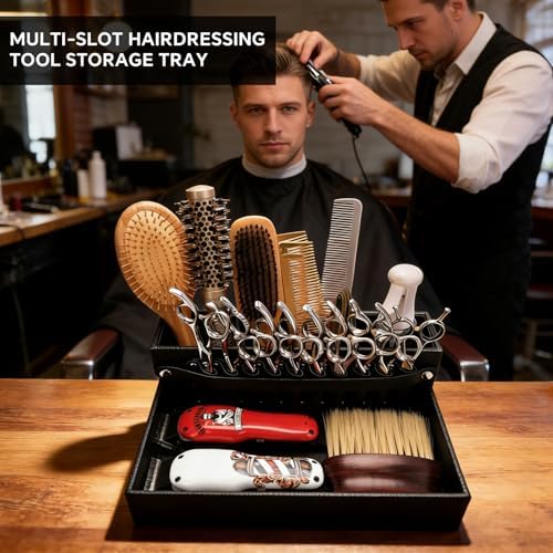 Barber Station Tray for Scissors Holder & Clippers Organizer, Barber - Image 3