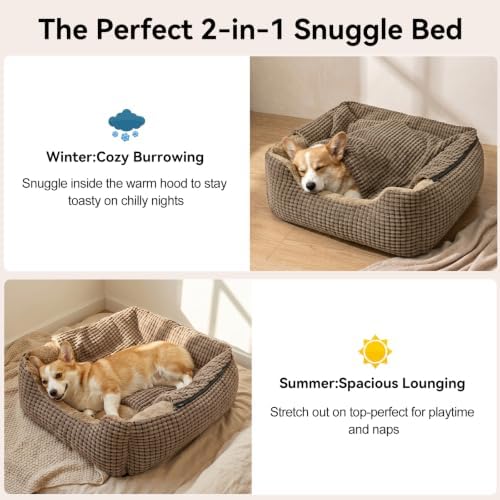 GASUR Dog Beds for Large Medium Small Dogs, Rectangle Cave Hooded Blanket Puppy - Image 2