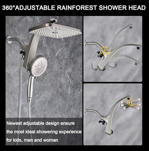Rain Shower Head with Handheld Showerhead, Nickel 1.75GPM 460311 - Image 6