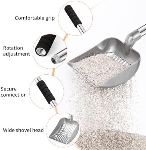 Yangbaga Metal Cat Litter Scoop, Detachable Long Handle Litter Scooper - Image 5