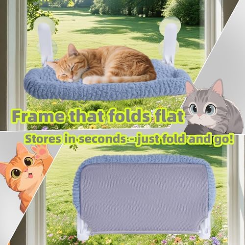 AIWIKIDE Cat Window Perch with Cushion Rim, Easy Install Bracket, Portable Wall - Image 7