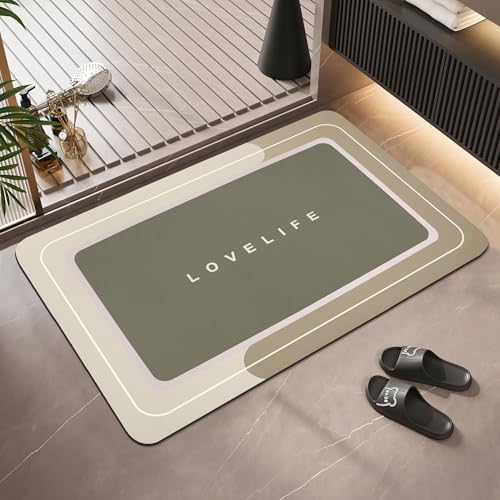 Bath mat Rubber Bathroom Mat-Quick Dry Absorbent Rug Non-Slip Thin Bathroom Rug by YCTMALL