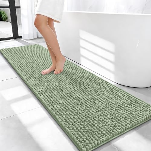 OLANLY Thick Chenille Bathroom Runner Rugs Mats 59x20, Sage Green by OLANLY
