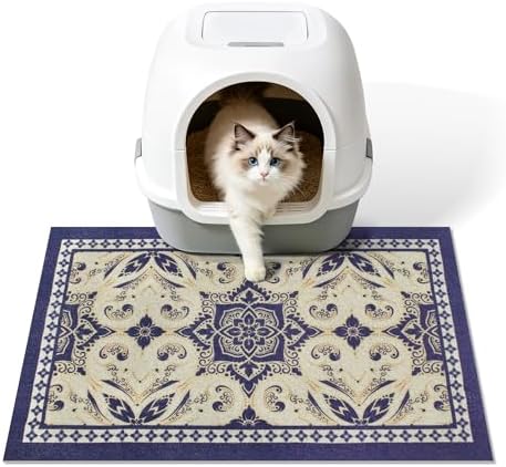 Cat Litter Mat, Waterproof & Non-Slip Backing, Litter Box Catcher, Soft on by Yigerlee